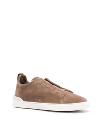 braune Wildleder niedrige Sneakers von Zegna