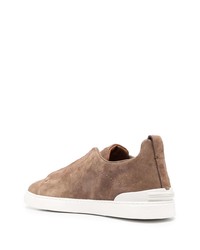 braune Wildleder niedrige Sneakers von Zegna