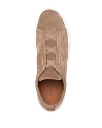 braune Wildleder niedrige Sneakers von Zegna