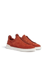 braune Wildleder niedrige Sneakers von Zegna