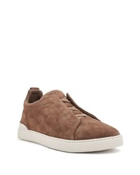 braune Wildleder niedrige Sneakers von Zegna