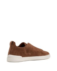 braune Wildleder niedrige Sneakers von Zegna