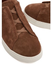 braune Wildleder niedrige Sneakers von Zegna