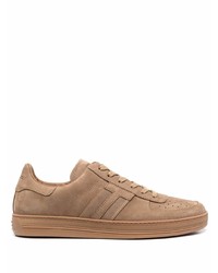 braune Wildleder niedrige Sneakers von Tom Ford