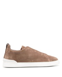 braune Wildleder niedrige Sneakers von Zegna