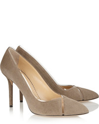 braune Wildleder Pumps von Charlotte Olympia