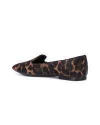 braune Wildleder Slipper mit Leopardenmuster von Tod's