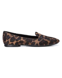 braune Wildleder Slipper mit Leopardenmuster von Tod's