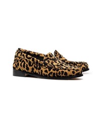 braune Wildleder Slipper mit Leopardenmuster von RE/DONE