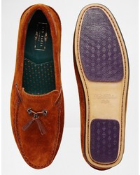 braune Wildleder Slipper mit Quasten von Ted Baker