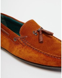 braune Wildleder Slipper mit Quasten von Ted Baker