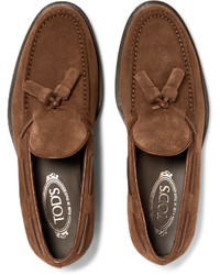 braune Wildleder Slipper mit Quasten von Tod's