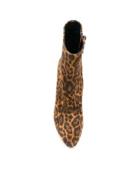 braune Wildleder Stiefeletten mit Leopardenmuster von Saint Laurent