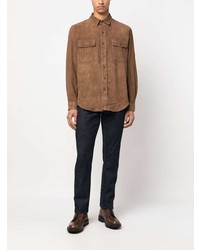 braune Shirtjacke aus Wildleder von Polo Ralph Lauren