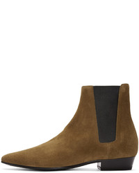 braune Wildlederstiefel von Saint Laurent