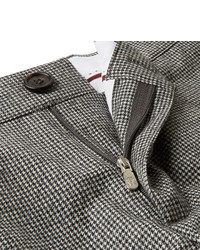 braune Wollanzughose mit Hahnentritt-Muster von Brunello Cucinelli
