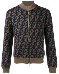 braune Wollbomberjacke mit Paisley-Muster