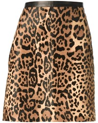 brauner A-Linienrock mit Leopardenmuster
