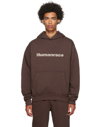 brauner bedruckter Pullover mit einem Kapuze von adidas x Humanrace by Pharrell Williams
