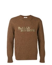 brauner bedruckter Pullover mit einem Rundhalsausschnitt von Bally