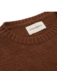 brauner bedruckter Pullover mit einem Rundhalsausschnitt von Oliver Spencer