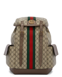 brauner bedruckter Segeltuch Rucksack von Gucci