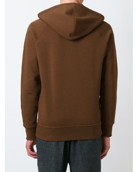 brauner bestickter Pullover mit einem Kapuze von AMI Alexandre Mattiussi