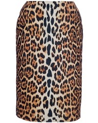 brauner Bleistiftrock mit Leopardenmuster von Christian Dior