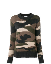 brauner Camouflage Pullover mit einem Rundhalsausschnitt von P.A.R.O.S.H.