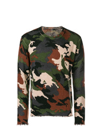 brauner Camouflage Pullover mit einem Rundhalsausschnitt von Zadig & Voltaire