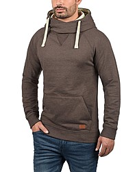 brauner Fleece-Pullover mit einem Kapuze von BLEND