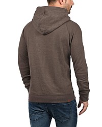 brauner Fleece-Pullover mit einem Kapuze von BLEND