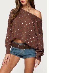 brauner gepunkteter Pullover