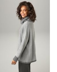 brauner horizontal gestreifter Oversize Pullover von Aniston CASUAL