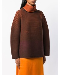 brauner horizontal gestreifter Oversize Pullover von Issey Miyake