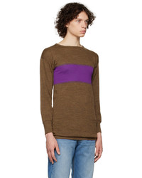 brauner horizontal gestreifter Pullover mit einem Rundhalsausschnitt von Maison Margiela