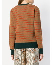 brauner horizontal gestreifter Pullover mit einem Rundhalsausschnitt von Etro