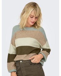 brauner horizontal gestreifter Pullover von Only