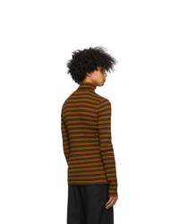 brauner horizontal gestreifter Rollkragenpullover von Dries Van Noten