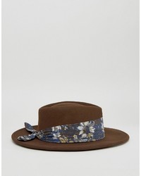 brauner Hut mit Blumenmuster von Asos
