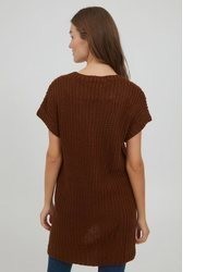 brauner Kurzarmpullover von OXMO