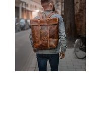 brauner Leder Rucksack von SID & VAIN