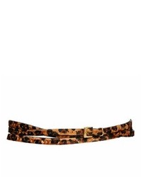 brauner Ledergürtel mit Leopardenmuster von Black & Brown