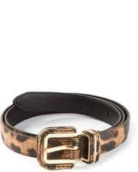 brauner Ledergürtel mit Leopardenmuster von Dolce & Gabbana