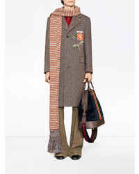 brauner Mantel mit Blumenmuster von Gucci