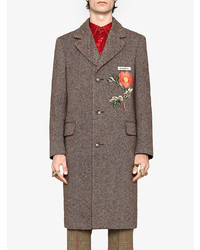 brauner Mantel mit Blumenmuster von Gucci