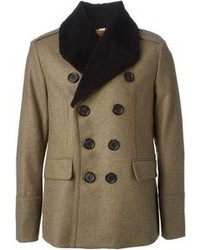 brauner Mantel mit einem Pelzkragen von Burberry