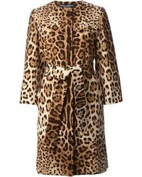 brauner Mantel mit Leopardenmuster von Dolce & Gabbana