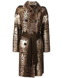brauner Mantel mit Leopardenmuster