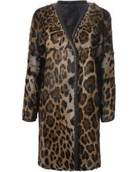brauner Mantel mit Leopardenmuster